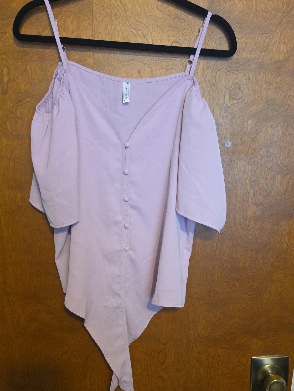 Lavender Cold-Shoulder Button Front Top